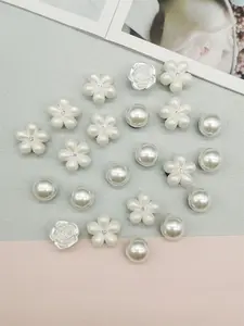 22PCS ABS Resin White Flower Shoe Charms, Shoe Charms For Sneakers, Ornaments Bling Rhinestone Shoes Decorations Removable Faux Bead Shoe Buckles Accessories DIY Shoe Clips Women Sandals Slides Slippers Decor Xmas Birthday Party Gifts(Shoes Not Included)