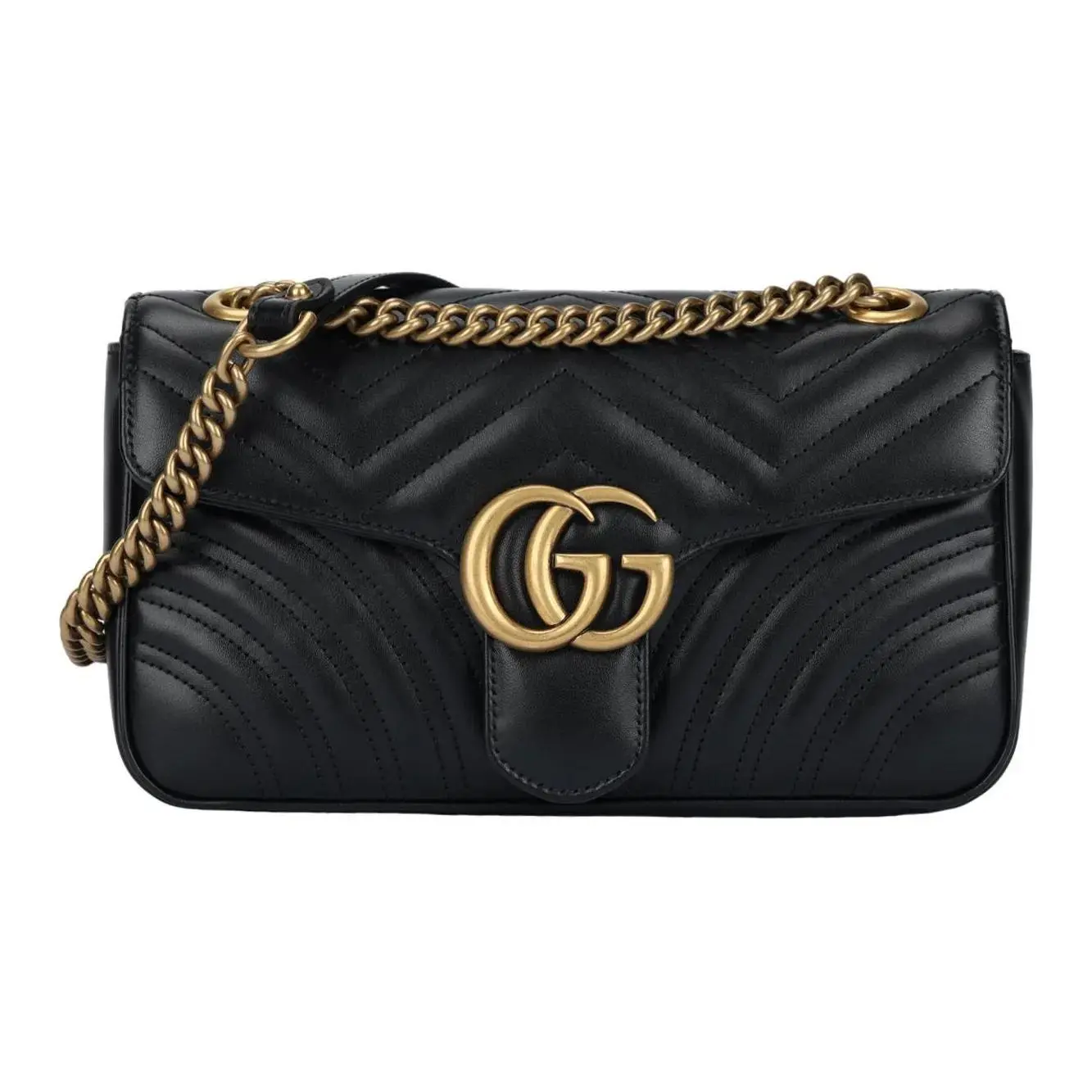 Pre-owned GUCCI Leather Crossbody Bags GG Marmont Marmont 26 Chain Flap Bag Shoulder Bag Crossbody Bag Black