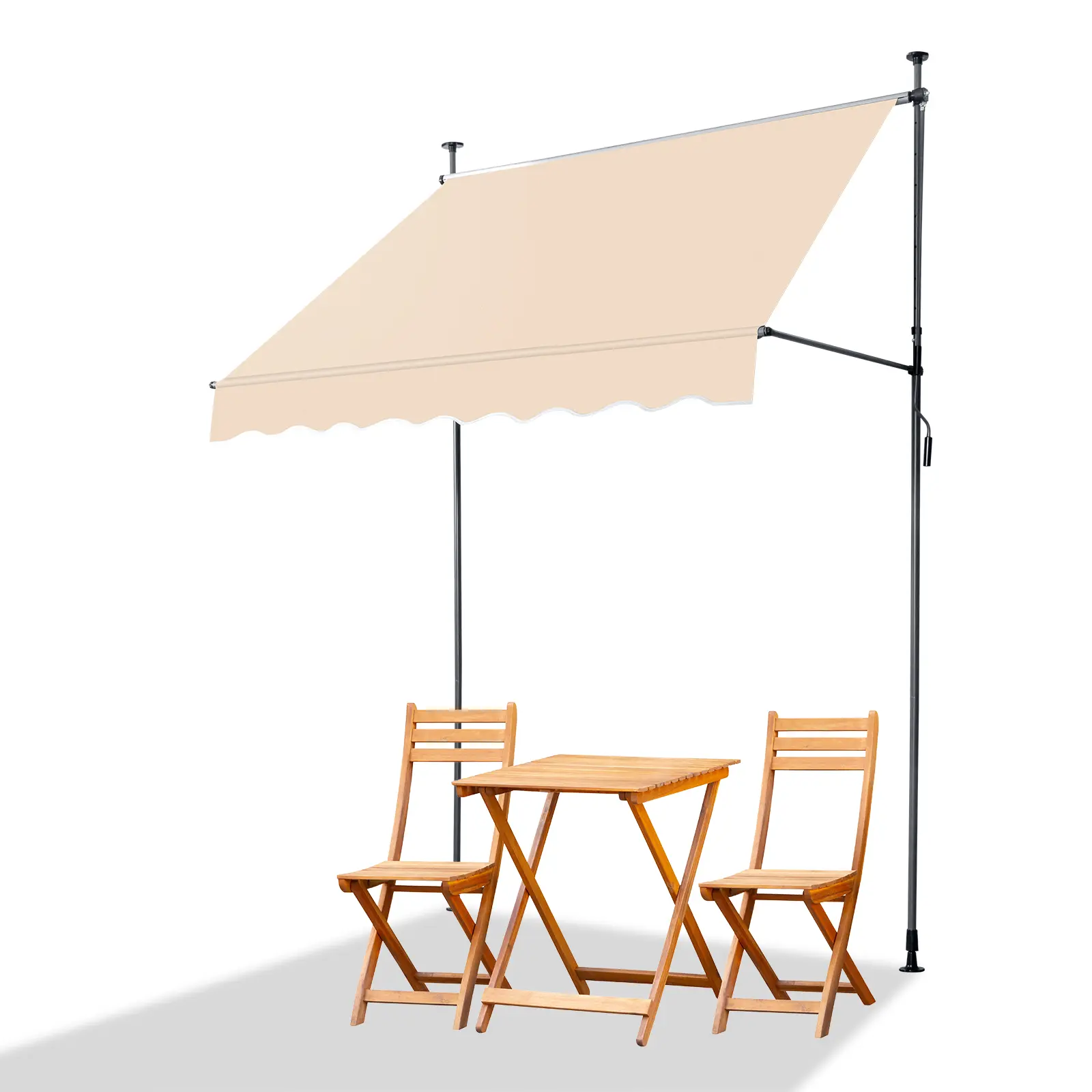 78" Retractable Awning for Patio Door, No-Drill Waterproof Sun Shade Canopy with Adjustable Height & Crank Angle, Outdoor Window Awning for Deck Balcony Garden, Khaki