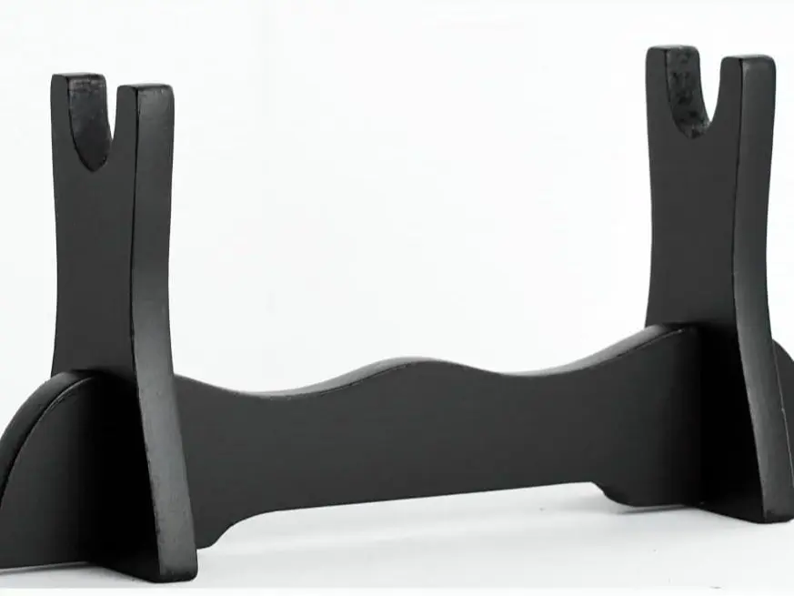 Black Wood 8" Wand Stand with Wakizashi Tanto Blade Holder for Dagger Display