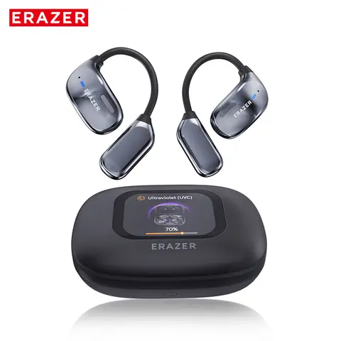 ERAZER XF23 Open Ear Silicone Headphone - UVC Ultraviolet Disinfection, LCD Touch Screen, Bluetooth HIFI Stereo Sound, Charging, Remote Control, Wireless Mobile Electronic Device for Music, Calling