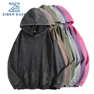 Women's Oversized Acid Wash Cotton Hoodie Minimalist Design Loose Fit with Kangaroo Pocket & Ribbed Cuffs for Fall Winter Fashion Casual Sweatshirts Unisex Distressed Streetwear Hoodies for Men Women