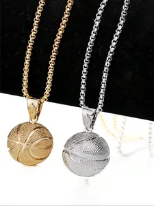 Men's Alloy Basketball Pendant Necklace, Sports Design Jewelry for Daily Wear & Gift Ideas, Durable & Stylish Accessory for Men, Fashion Jewelry Accessories