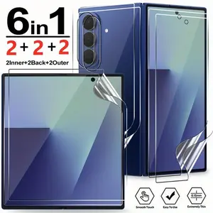 6IN1 For Samsung Galaxy Z Fold 7/6/5/4/3 Durable Protection Kit, Includes Screen & Outer Back Covers, HD Transparent Anti-Fingerprint Full Coverage, Accessories, Screen Protector