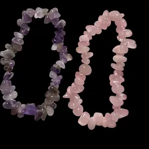 Chipped stone amethyst an rose quartz