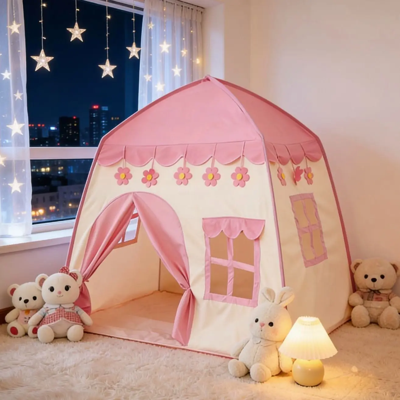 Kids Pretend Play Tent - Princess Fairy Castle Playhouse for 3-4 Years Girls, Indoor-Outdoor Sports Toy, Playrooms Decoration, Toddler Gifts