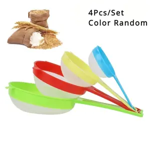 Easy to Clean 4pcs Kitchen Strainer Set with Handles, Fine Mesh Strainer, Kitchen Strainer Utensils, Perfect for Powdered Sugar, Soy Milk, Flour & Rice Washing, Essential Baking Gadgets, Food Colander Kitchenware