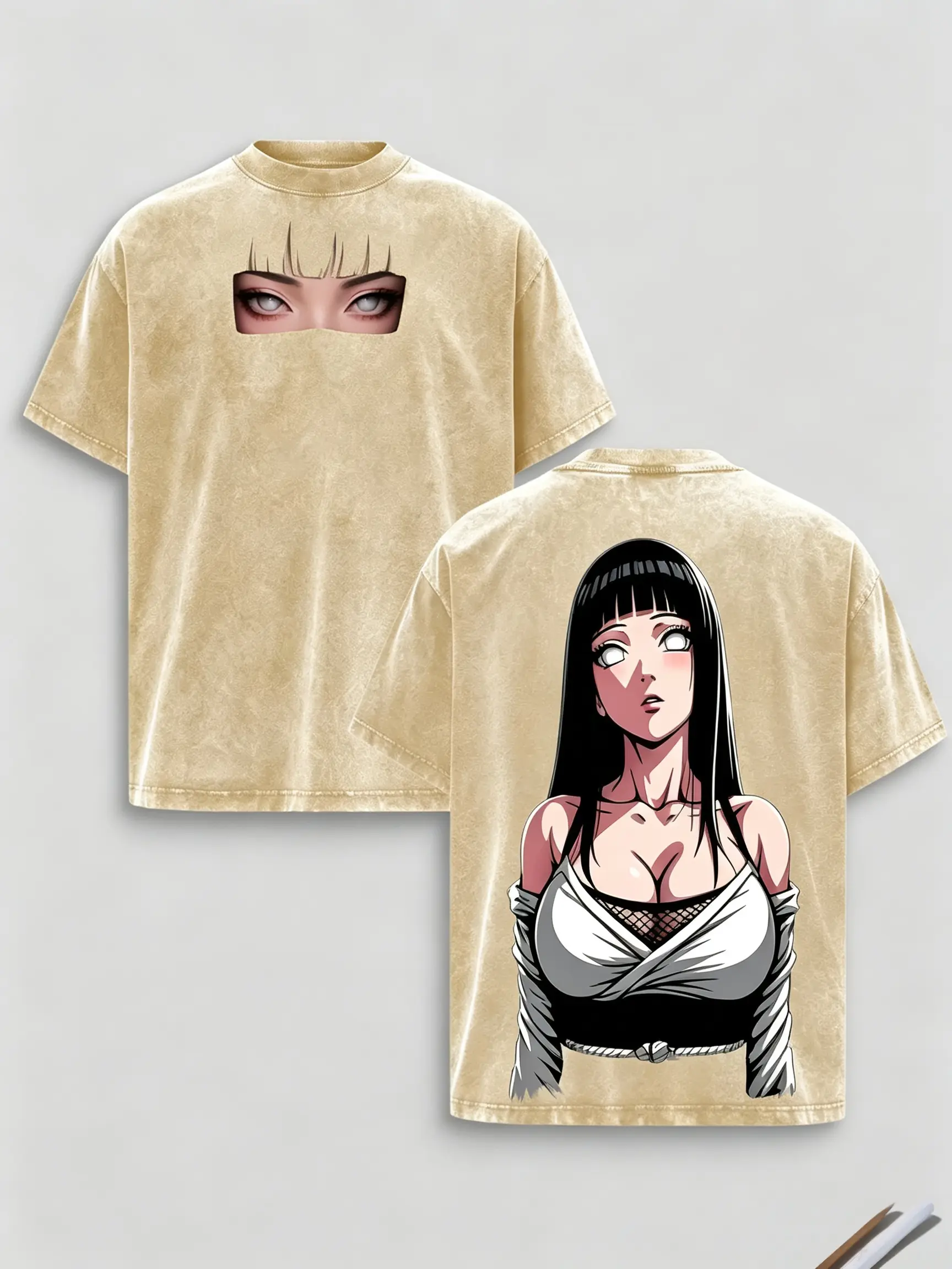 Hinata Hyuga - Naruto Anime Double Printed   Tee Tanktop Unisex Anime Manga  Cotton T-shirt Gift For Anime Fan graphic 90s  casual slim-fitting streetwear f day funny meme