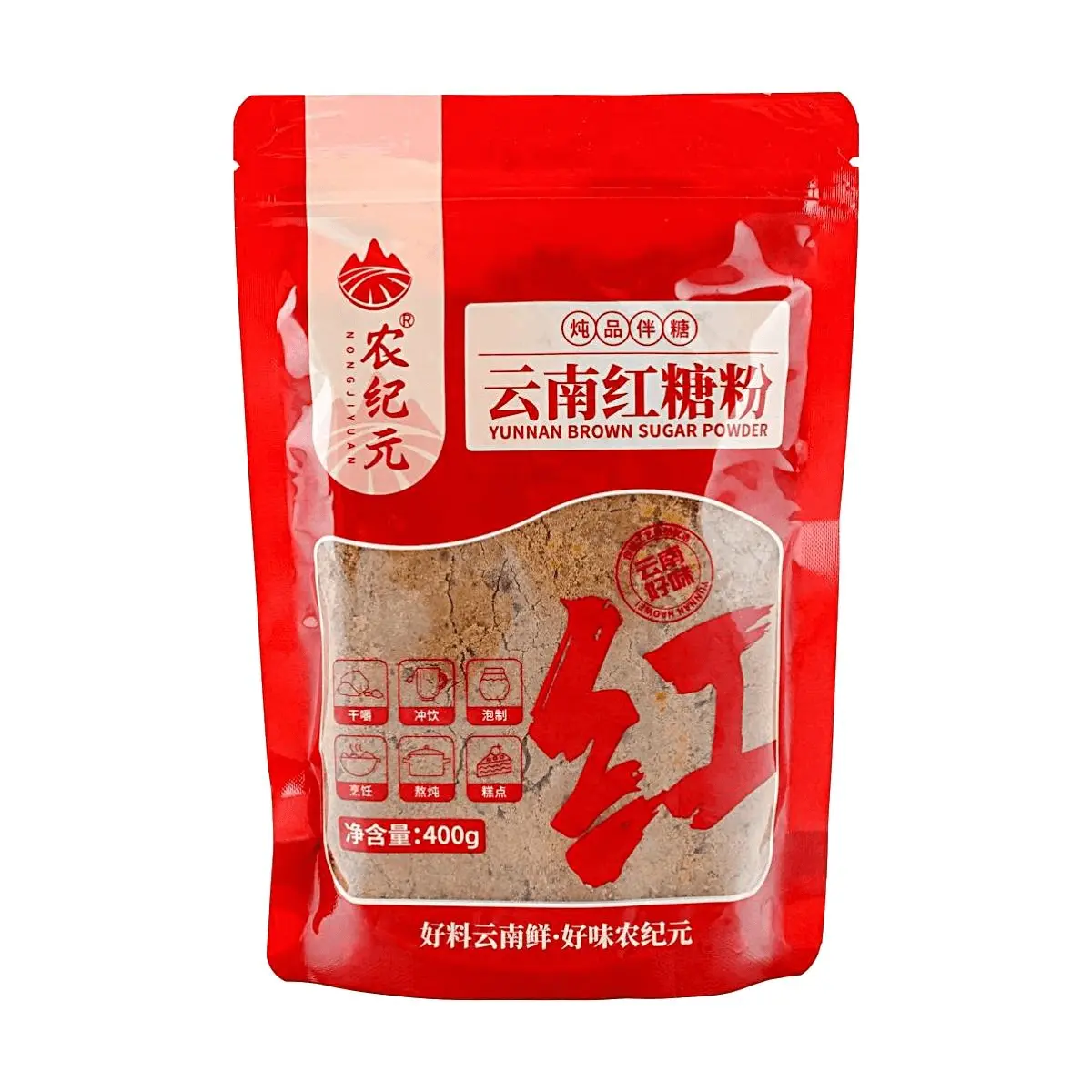 Nongjiyuan Yunnan Red Brown Sugar Powder 400g - Authentic Cane Sugar for Baking, Drinks & Desserts