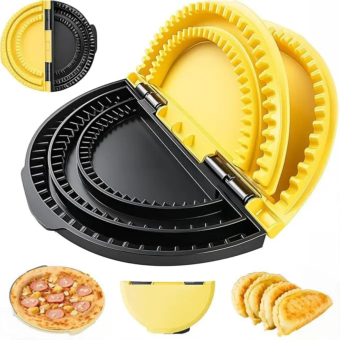 3-in-1 Tortilla Sealer Crimper Press – Adjustable 6-8-10 Tortilla & Taco/Burrito Maker Tool | Easy to Clean, BPA-Free, Durable & Fun for Family Cooking- Kitchen, Utensils (Yellow & Black), Tortilla Press, Party Snacks