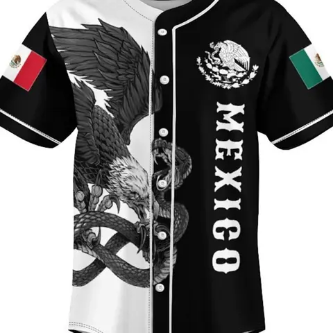Mexican Heat Baseball Jersey, Green and White Sporty Design with Contrast Buttons, Slim-Fit for Fans and Casual Wear, Fan Sportswear Top