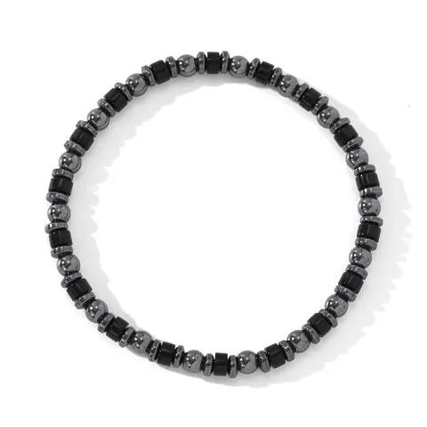 Men's Vintage Black Onyx Decor Beaded Bracelets High Quality, Stainless Steel Jewelry for Party, Daily Clothing Decor, Trendy All-match & Exquisite Jewelry for Birthday Gift, Premium Bracelet