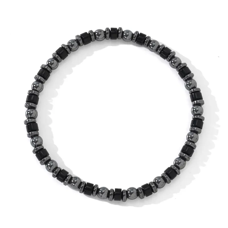 Men's Vintage Black Onyx Decor Beaded Bracelets High Quality, Stainless Steel Jewelry for Party, Daily Clothing Decor, Trendy All-match & Exquisite Jewelry for Birthday Gift, Premium Bracelet