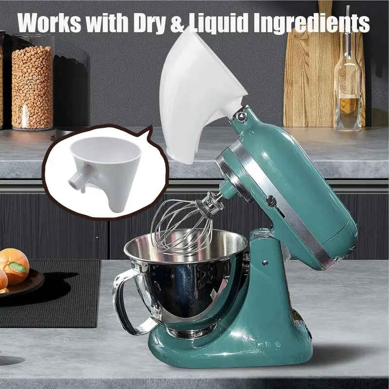1pc Mixer Flour Funnel, Plastic Stand Mixer Attachment, Guided Pour for Eggs and Flour, Kitchen Tool for Baking Essentials, Accessory