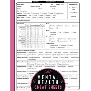 Mental Health Cheat Sheets: Pre-Formatted Pages for Professional Assessments