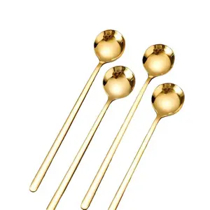 4-Piece Long Coffee Stirring Spoons Set, Stainless Steel Iced Tea Spoon, Dessert Spoon, Perfect for Hot Chocolate, Ice Tea, Latte, Home Bar Accessories