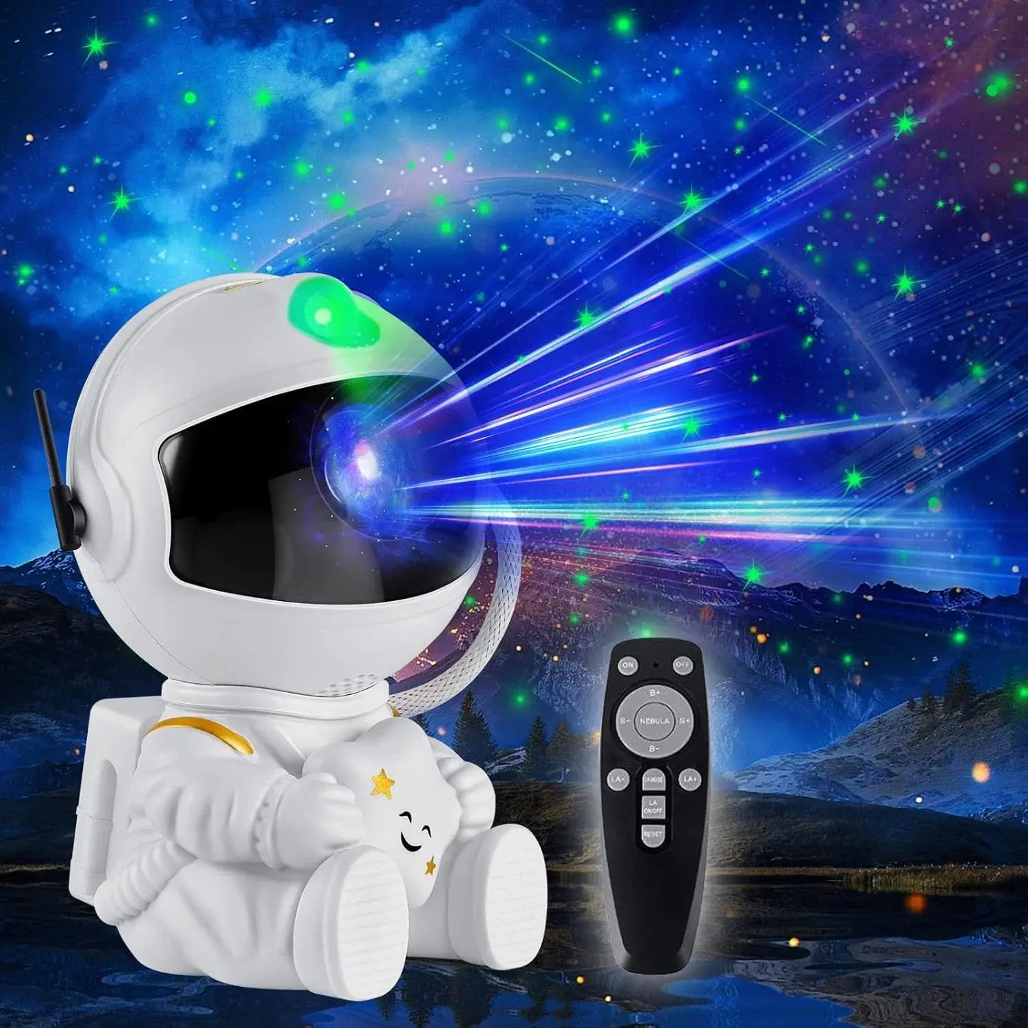 Astronaut Galaxy Projector - 360° Adjust Adjustable Space Theme Plastic Body Indoor Use Light with Timer, Remote Control, USB Power, 360-Degree Adjustment for Home Décor, Relaxation