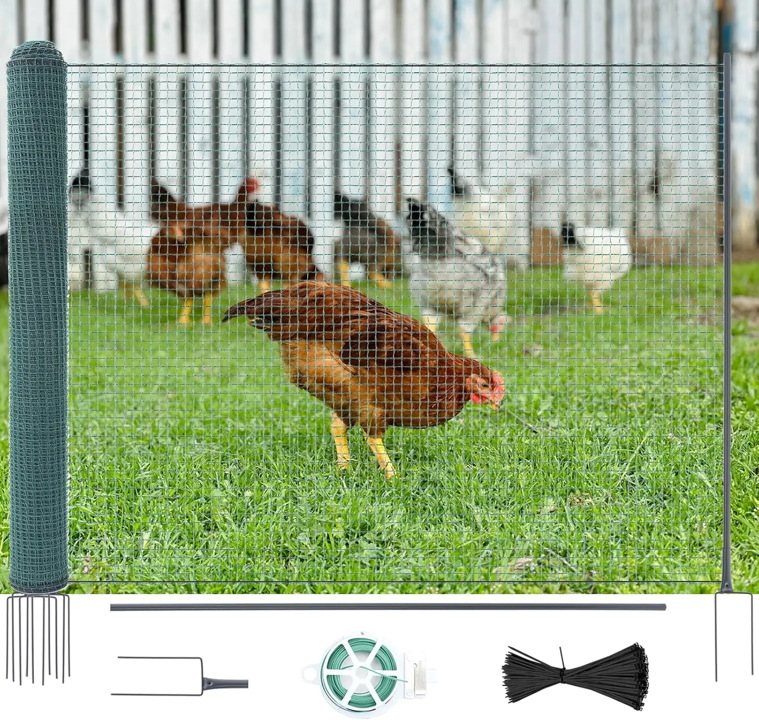 Lilypelle Non Electric Fence Netting, 40" x100' / 40" x164' Boundary Fence, Portable Poultry Fence for Dogs, Chickens, Ducks in Backyard, Garden, Farm deskmakeover