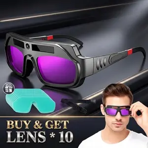 Auto Darkening Welding Goggles Solar Powered | Welding Protection True Color Welder Glasses For TIG MIG ARC Plasma Cutting Grinding With 10 Extra Lenses