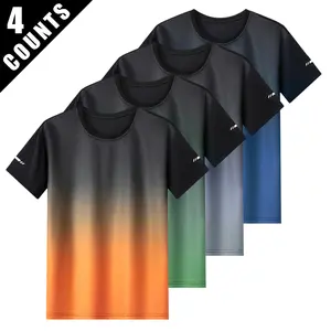 Men's short-sleeved light-colored round-neck T-shirt, breathable and quick-drying, suitable for running, fitness training and sports activities.