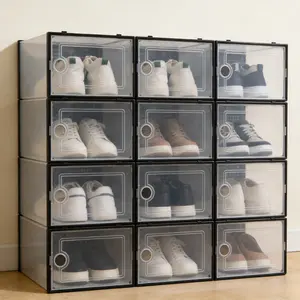 12-piece set of high-value transparent shoe boxes | The stacking does not occupy an area, and the shoes are stored in artifacts.