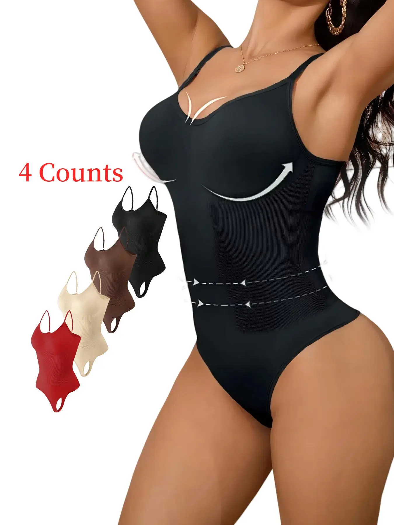 Adjustable Strappy Bodysuit for Women, T-Back Design Shapewear, Slimming Control Crop Compression Top, Perfect for All Seasons