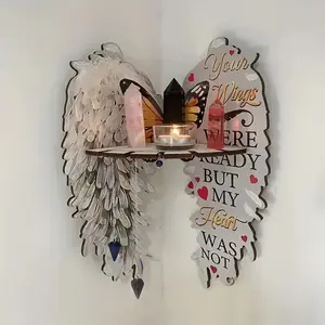 Antique Angel Wings Corner Shelf, Wooden Wall Hanging Storage Display Rack, Wall Mounted Shelf, Suitable for Various Room Types, Style: Antique, Material: Wood