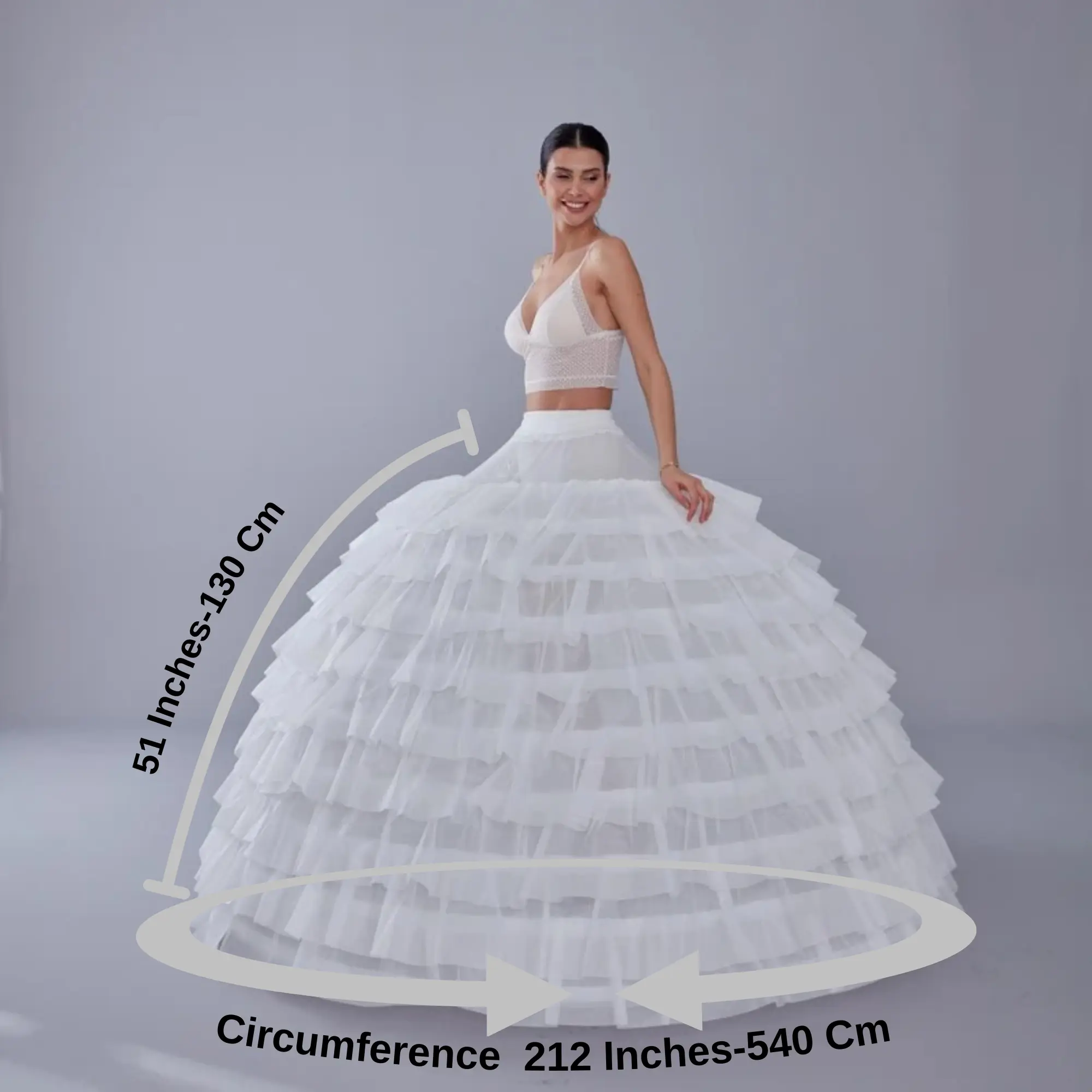 White Petticoat for Wedding Dress, 10 Hoop Bridal Underskirt, Plus Size Petticoat