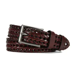Men’s premium braided leather belt with a pin buckle featuring a sleek, classic square design; a sturdy, versatile belt that effortlessly moves from casual to streetwear—an ideal gift choice for Valentine’s Day and Father’s Day.