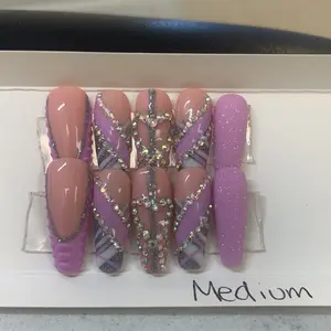 Purple bling press on nails