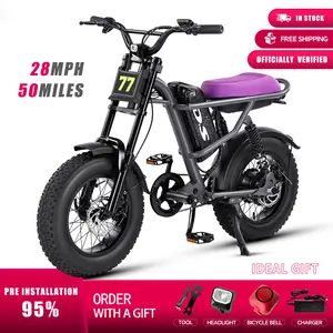 Electric Bike,Equipped withHigh Carbon Steel Frame, Full SuspensionSystem,28mph Top Speed,48V 1000W, PedalAssist Range of 30-70 Miles,16-lnch All-TerrainTires,Off-Road Motorcycle. Ebike cool and stylish