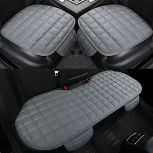 3pcs Full Set Car Seat Covers, Front & Rear Seat Protectors, Soft Breathable Linen Texture Fabric, Universal Fit for SUV Truck Sedan, Car Seat Cushion