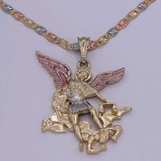 saint Michael's three colors chain gold-plated saint Michael's three colors chain gold-plated