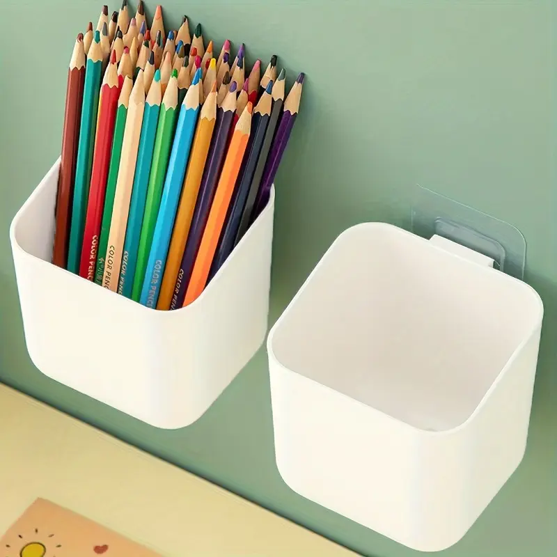 1pc, Desktop Storage Box, Desktop Storage Artifact, Hanging Student Stationery Box, Pen Holder Hanging Basket Sticky Wall-mounted Pen Box, Wall-mounted Storage Rack, Storage Box