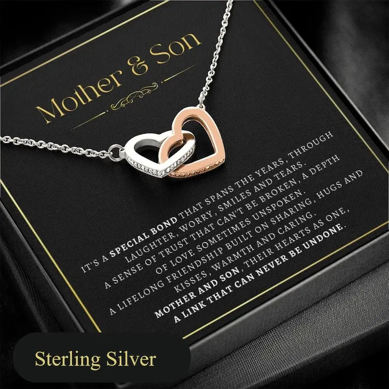 To My Mom Necklace, Gift For Mother From Son, Mother Of The Groom Gift, Birthday Wedding Gift Jewellery For Mum Christmas Gift Necklace Message Card Set Gift Give Necklace + Gift Box + Card Set