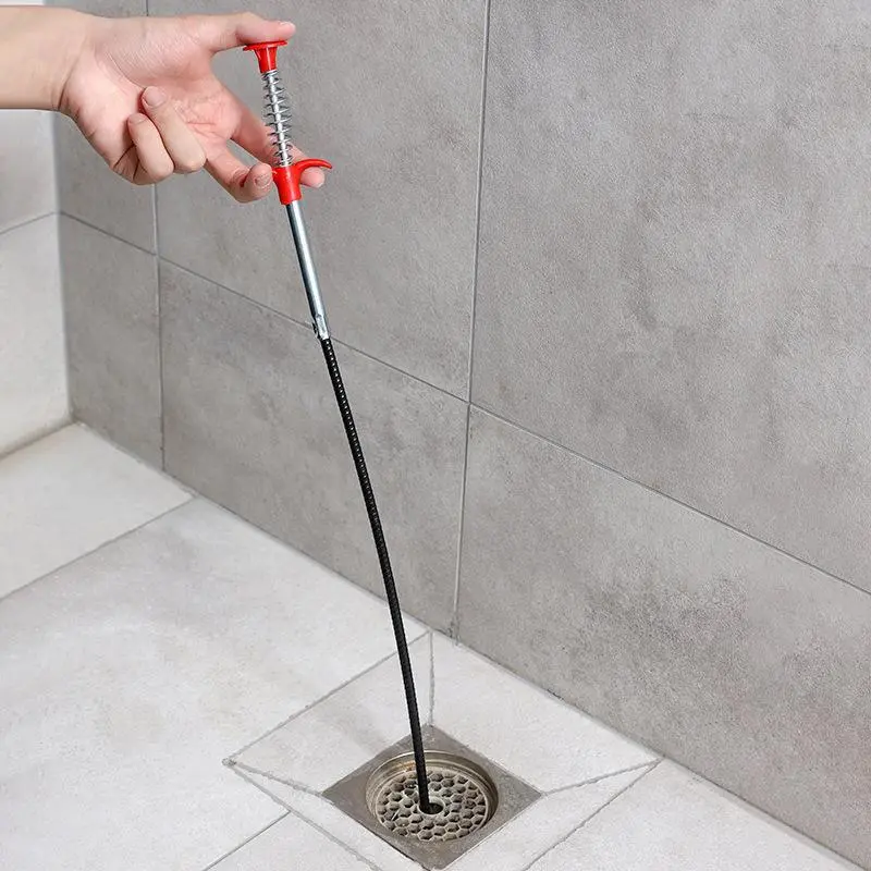 Stainless Steel Sewer Unclogging Tool, 1 Count Portable Reusable Drainage Clogging Remover, Drain Opener, Home Essentials, Cleaning Supplies, Summer Bathroom Supplies