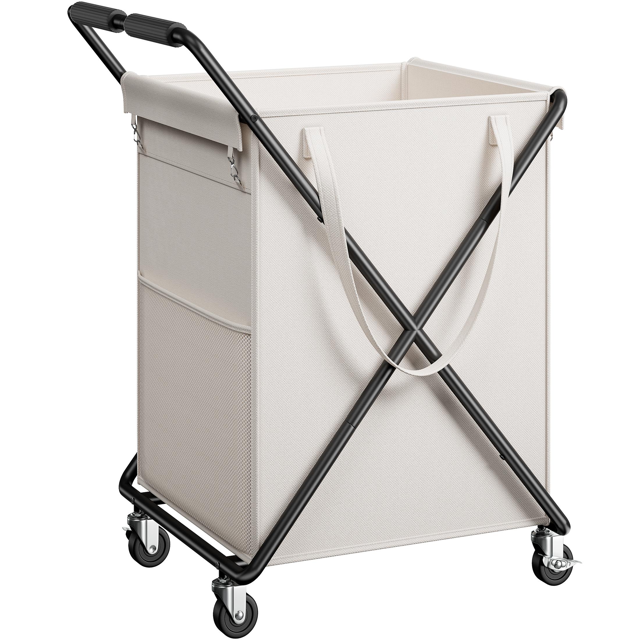 【Sturdy & Smooth】Raybee 170L/45 Gallons Laundry Basket With Wheels & Laundry Detergent Pocket,SUPER LARGE Laundry Hamper for Home & Laundryroom,Help you stay away from unpleasant sweat odors,Smooth like Chocolate,EZ Assemble