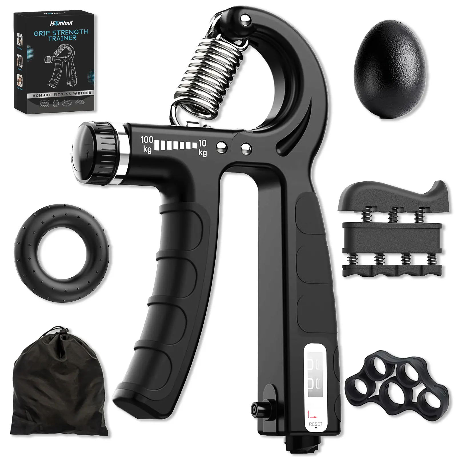 5-in-1 Hand Strengthener Kit - Athlete-Grade Adjustable Hand Gripper, Finger Exerciser, Stress Ball Set, Forearm Workout Trainer, Ideal Practical Gift for Boyfriends