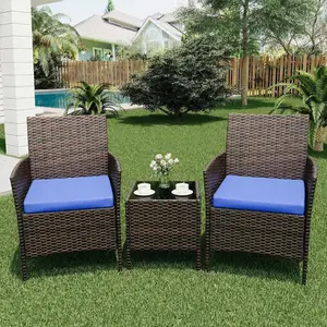 [FLASH SALE] Garvee Patio Porch Furniture Sets 3 Pieces PE Rattan Wicker Chairs with Table Outdoor Garden Furniture Sets