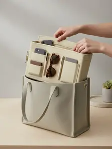 Zipper Felt Bag Insert, Portable Storage Bag for Handbag, Clutch, Basic Solid Color Bag Insert for Women & Men