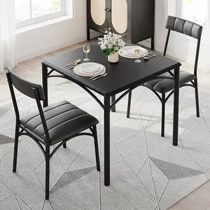 Dining Table Set for 2, Kitchen Table and Chairs for 2 with Upholstered Chairs, 3 Piece Square Kitchen Table Set, Dining Room Table Set for Small Space, Apartment