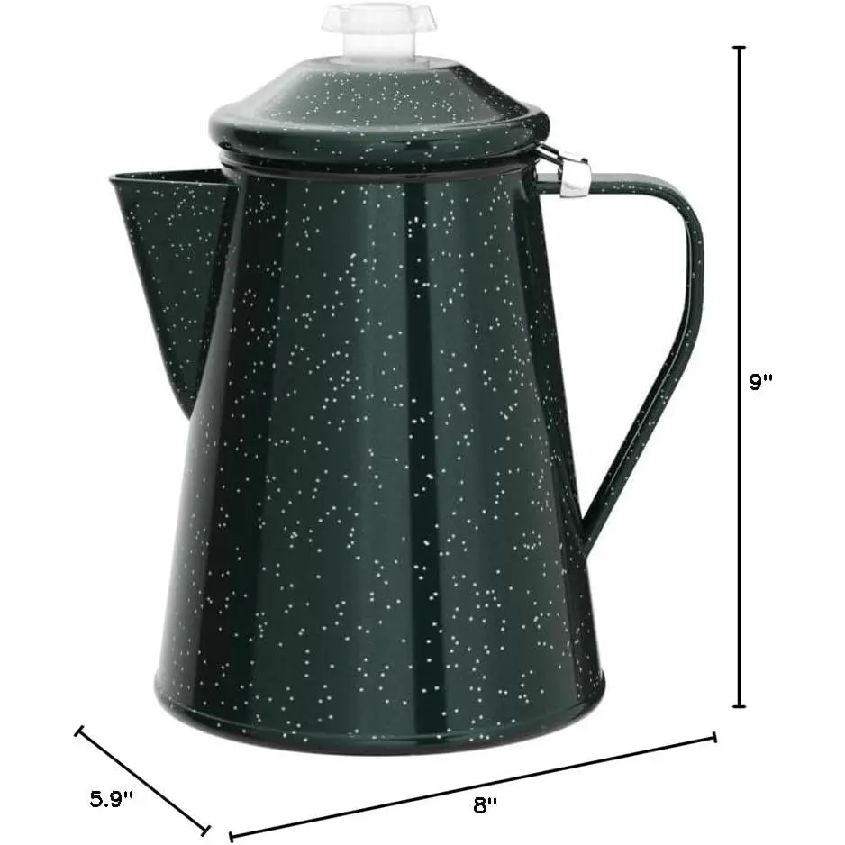 Corrosion-Resistant Enamelware Percolator Coffee Pot - Stainless Steel Campfire Coffee Boiler Kettle with Silicone Heat-Resistant Handle, Easy to Clean for Camping, Backpacking, Kitchen Use, Campfire / Bbq Party