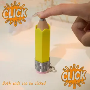 Pencil Click Fidget Toy – Dual-Click Stress Relief Keychain – Cute Yellow Stationery-Inspired PLA Gadget – Office Desk Accessory & Bag Charm for Adults & Teens