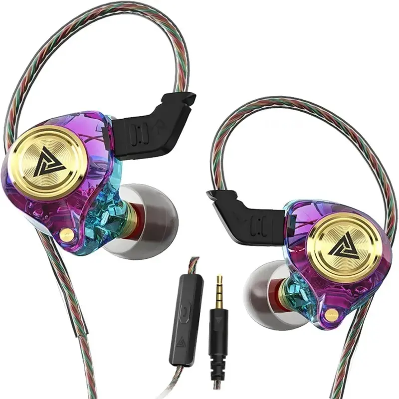 QKZ AK3 Wired In-Ear Gaming Earbuds with 3.5mm Audio Jack, Built-In Mic for Hands-Free Voice Chat, HiFi Heavy-Bass Stereo Output, Wear-Resistant Braided Wire for Running, Office Use