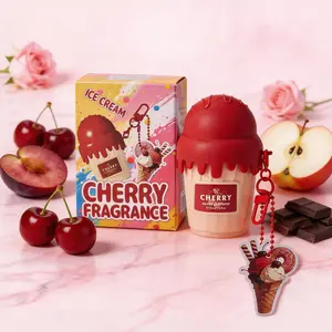 Women's perfume, the new and adorable ice cream perfume, comes with a beautiful keychain pendant for easy carrying. There are four styles for you to choose from. It has a long-lasting fragrance, uses high-quality ingredients, and offers four delicious fla