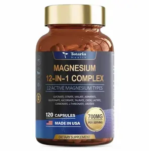 Totaria Health Magnesium 12-in-1 Complex 700mg - 12 Active Types Glycinate Citrate Malate Vegan Capsules for Muscle Heart & Relaxation Support - Healthcare