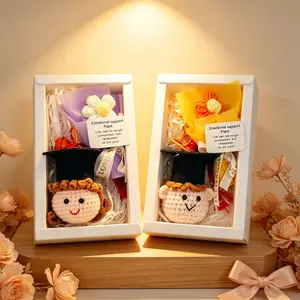 CHand-Crocheted Graduation Season Gift Box Set — Adorable Dolls, Keychains, and Ornaments for Bag Decoration  — A Perfect Gift for Your Girlfriend, Mother, or Grandmother or Birthdays, or Graduations; Also Serves as a Charming Home Decor Accent