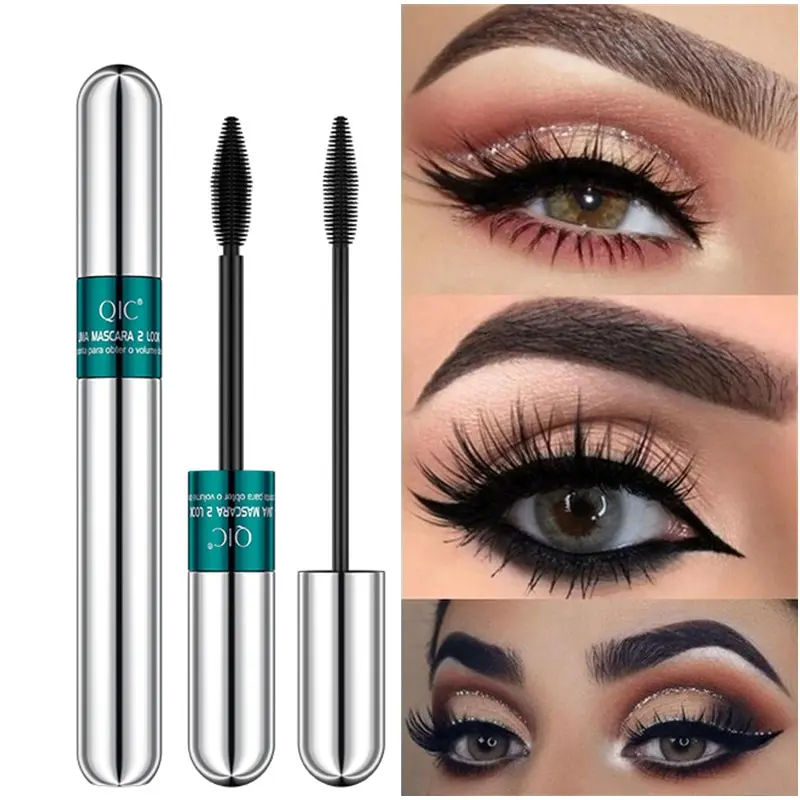 Lash Cosmetics Mascara 5x Longer Lash Mascaras, 2 in 1 Black Mascara Waterproof Volume and Length Eye Cosmetics, Long-Lasting Natural Liquid Eyelash Mascaras Black Makeup all  day  long  and  curl  mascara