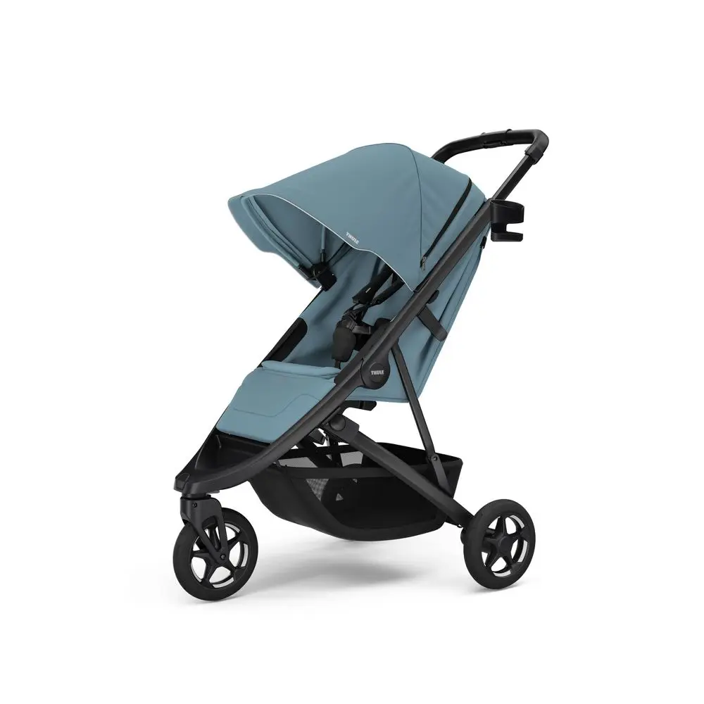 Thule Spring 2.0 Compact Baby Lightweight Stroller - Mid Blue, Rubber, 1-Hand-Fold