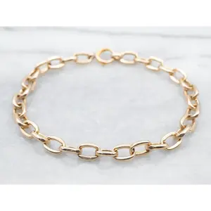 Yellow Gold Chunky Cable Link Bracelet with Spring Ring Clasp